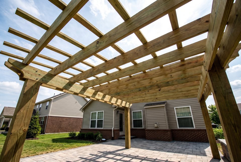 A new timber pergola over a patio